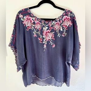 Jonny Was short sleeve purple blouse